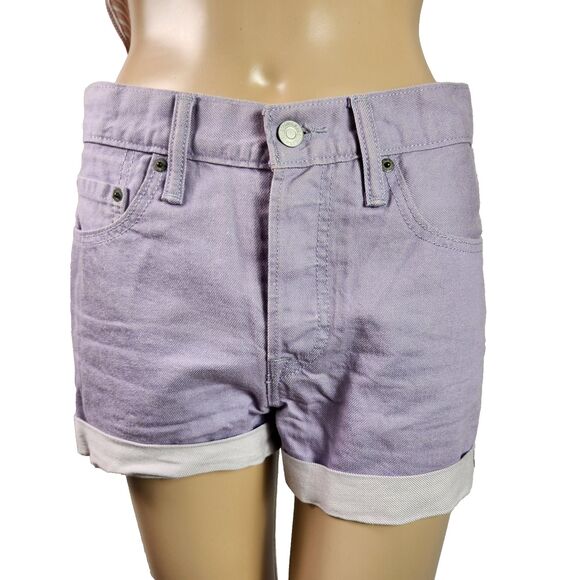 Levi’s 501 Purple Denim Jean Cuffed Shorts Button Fly Women's Size 27 - Picture 1 of 10